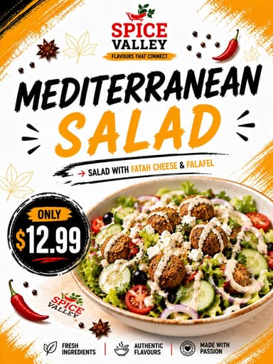Mediterranean Salad with Feta Cheese & Falafel